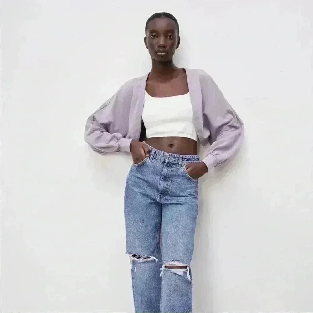 Zara washed effect cropped jacket - Picture 1 of 3